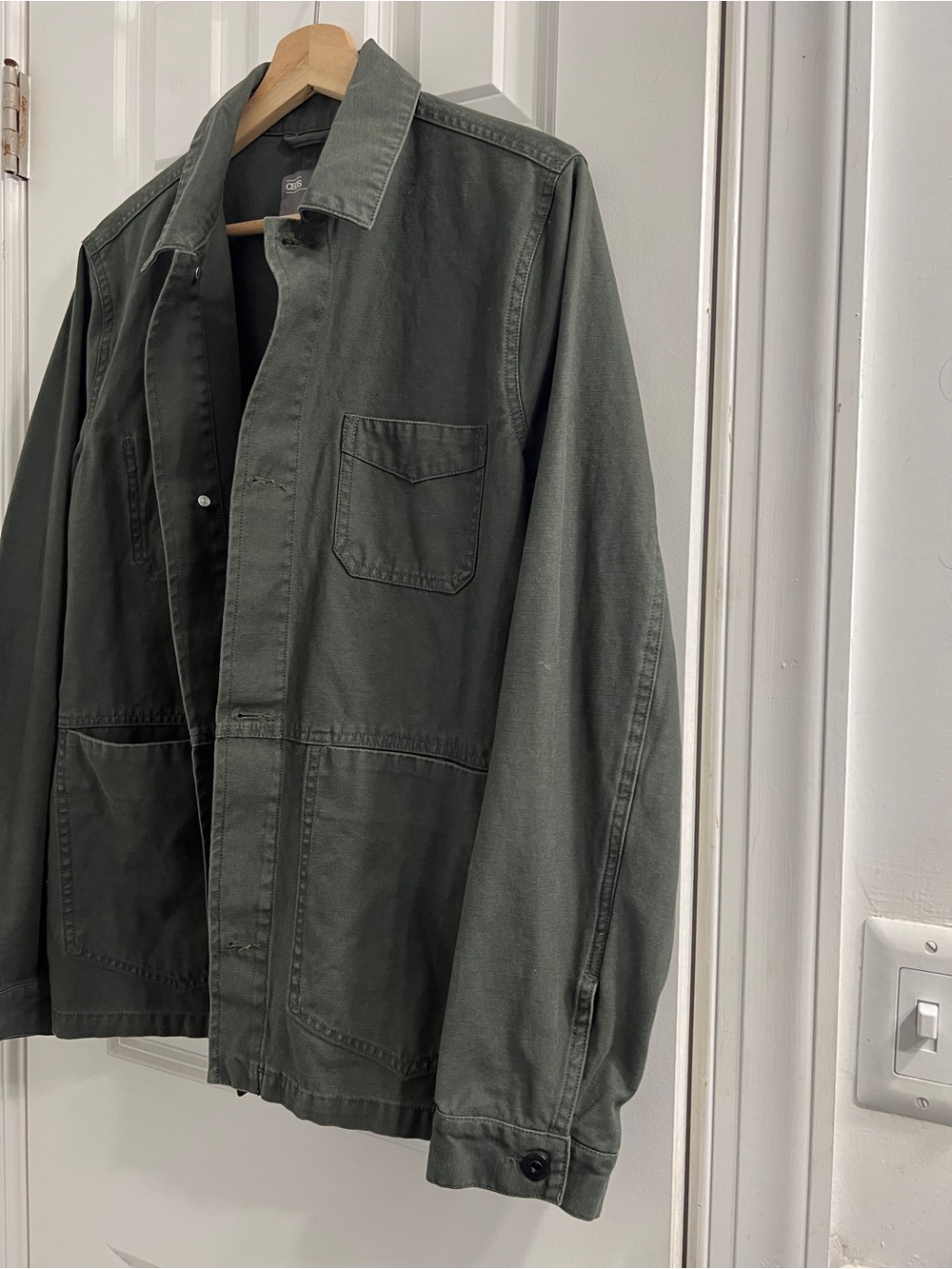 ASOS Olive Green Utility Jacket Shirt with Patch Pockets- Small - Picture 5 of 13